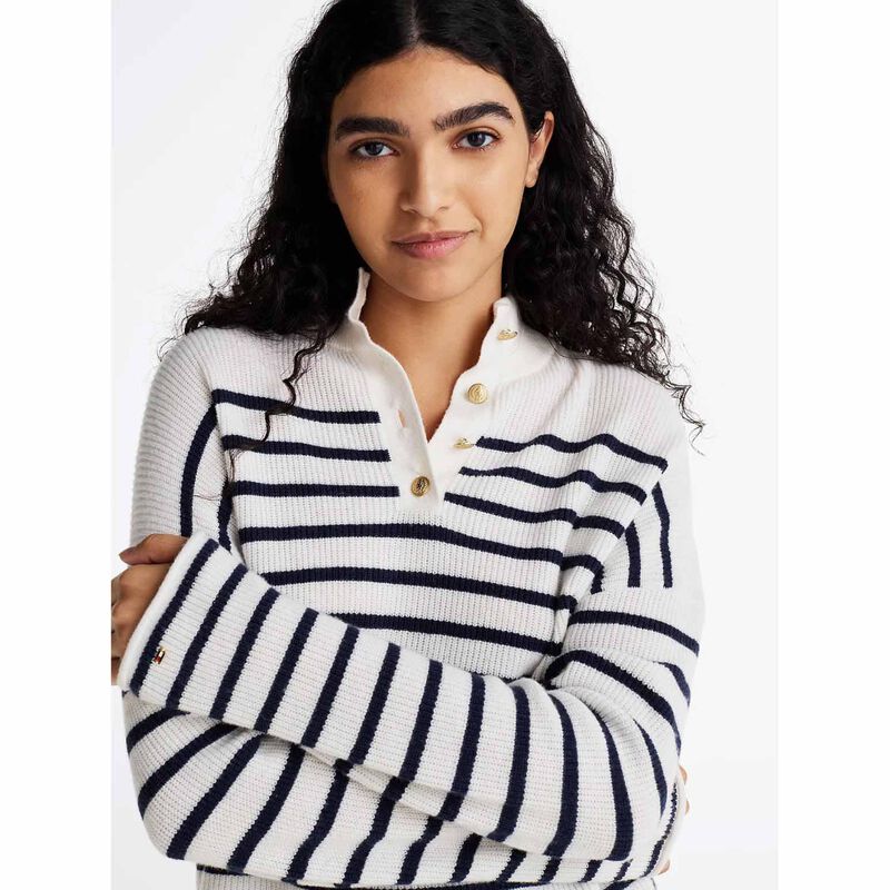Tommy Hilfiger Gold Button Wool Blend Polo Jumper image number 2
